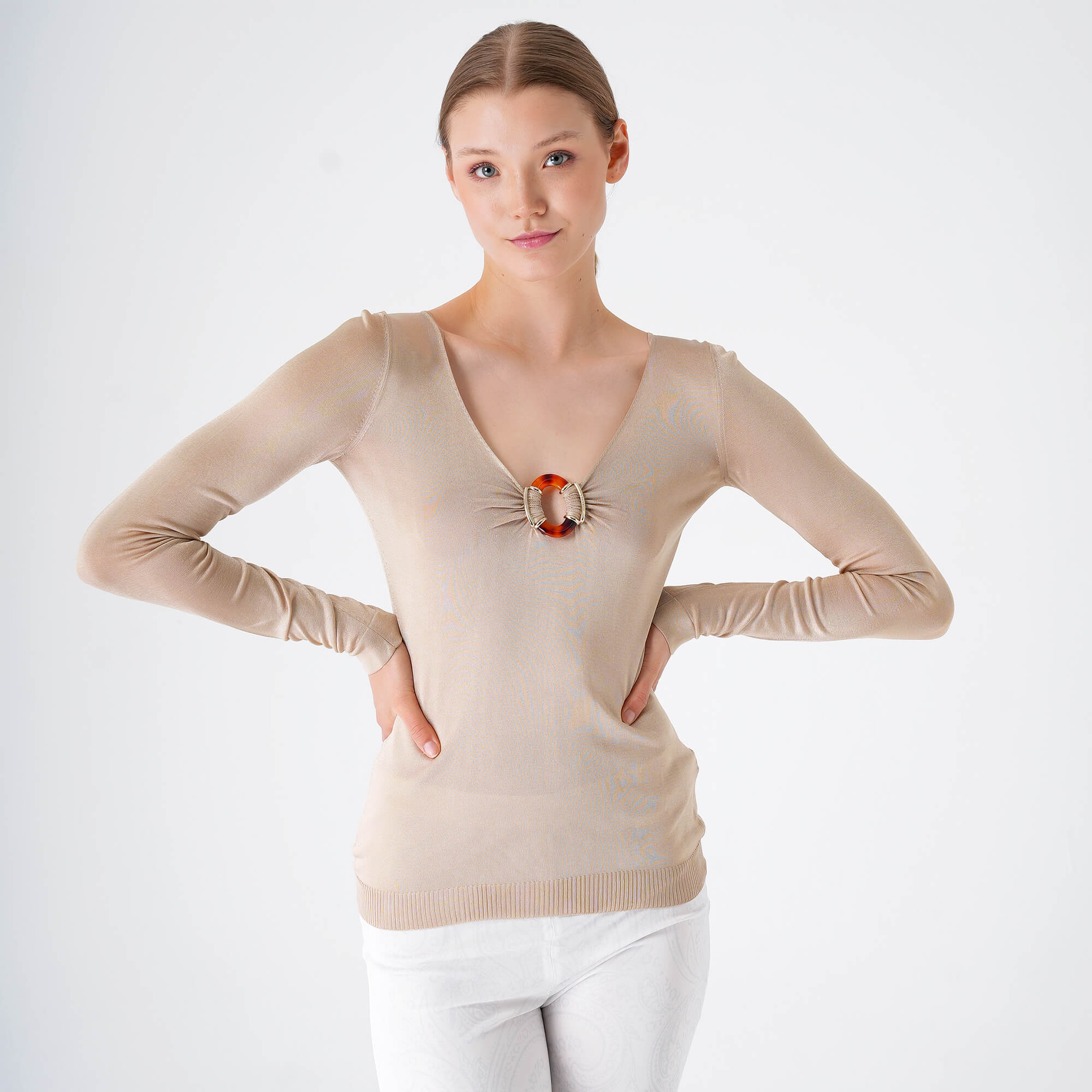 Gucci - Beige Knitted&Bamboo Thin Sweater